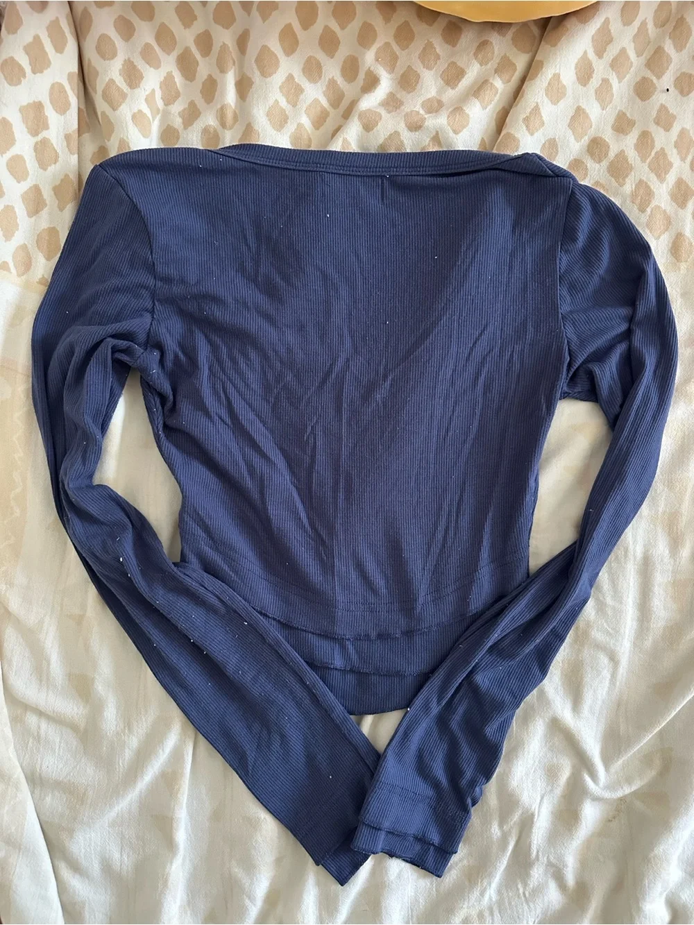 Edikted Navy Ribbed Top with Tiny Bow - Picture 4 of 4